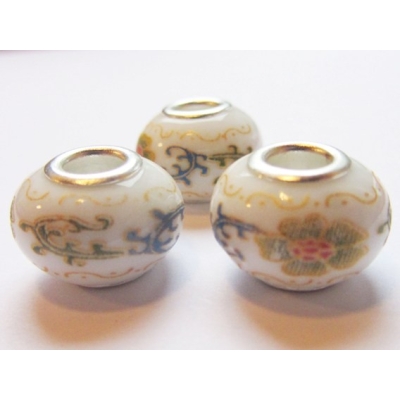 Rondel af porcelæn - 10x15 mm.