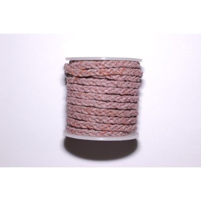 Flettet flad lædersnor - 3 mm.