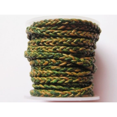 Flettet flad lædersnor - 3 mm.