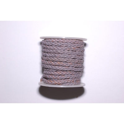 Flettet flad lædersnor - 3 mm.