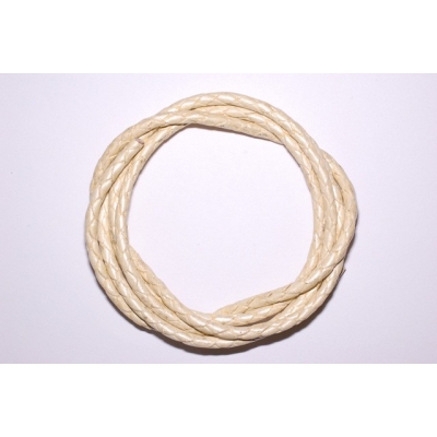 Flettet rund lædersnor - 4 mm.