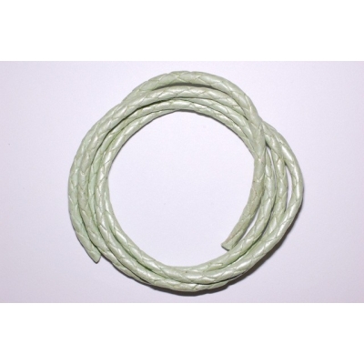 Flettet rund lædersnor - 4 mm.
