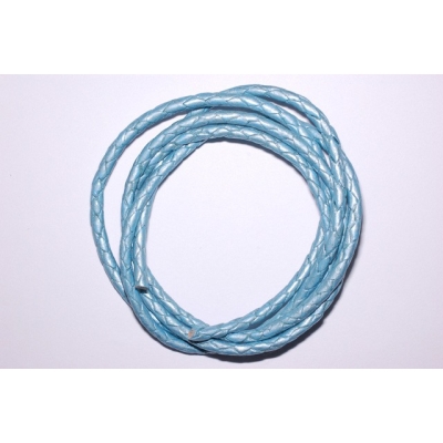 Flettet rund lædersnor - 4 mm.