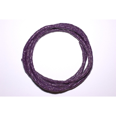 Flettet rund lædersnor - 4 mm.