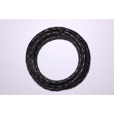 Flettet rund lædersnor - 4 mm.