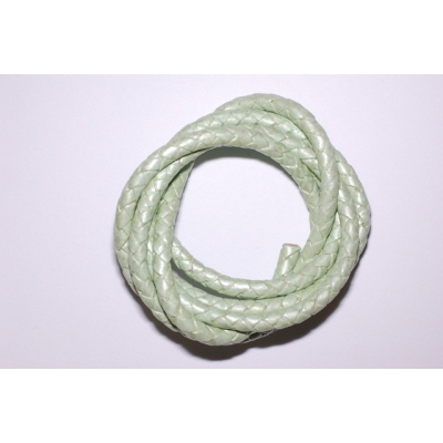 Flettet rund lædersnor - 6 mm.