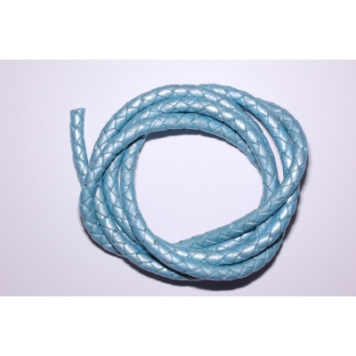 Flettet rund lædersnor - 6 mm.